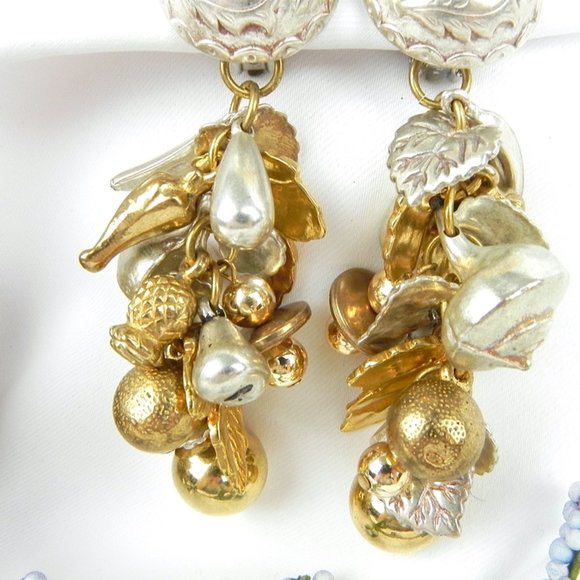 Dangling Gold & Silver Earrings | 80s Big Gold & Silver Earrings - Picture 3 of 8